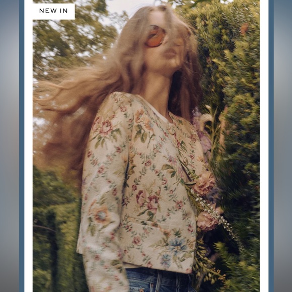 Hill House Jackets & Blazers - Hill House Home The Virginia Jacket in Tapestry Trellis Brocade Cream Pink Multi